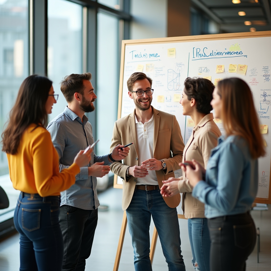 Молодая команда растущей компании на совещании