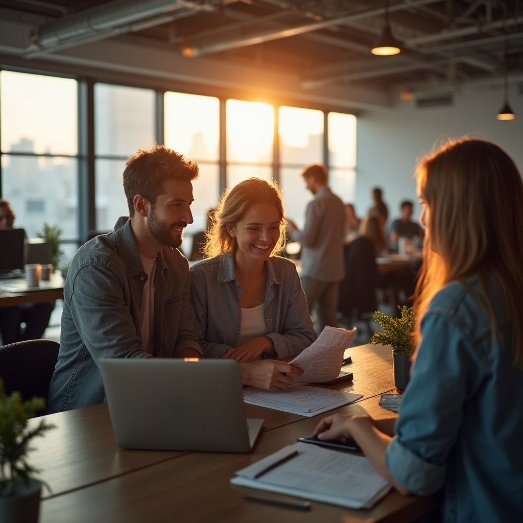 Команда консультантов за работой в офисе